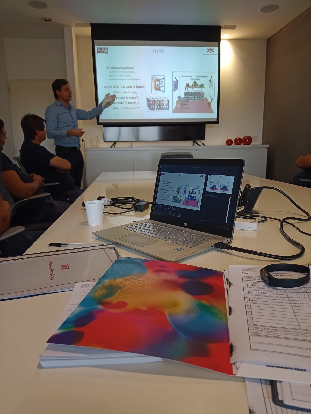 Workshop con tablero de actividades y notas